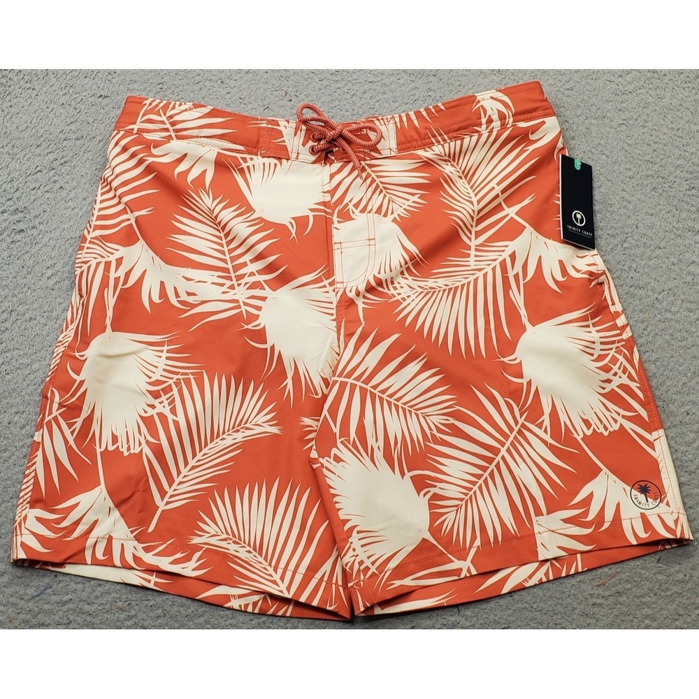 Trinity Coast Swim Trunk Shorts Mens XL Multi Tropical Leaf Mesh Liner UPF 50